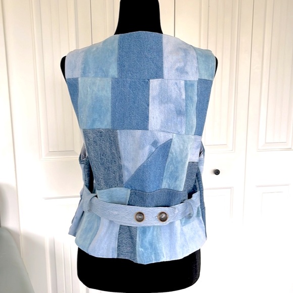 Vintage Denim Patchwork, Lined, Boho Vest Made With Jeans from the 70’s and 80’s - Picture 3 of 13